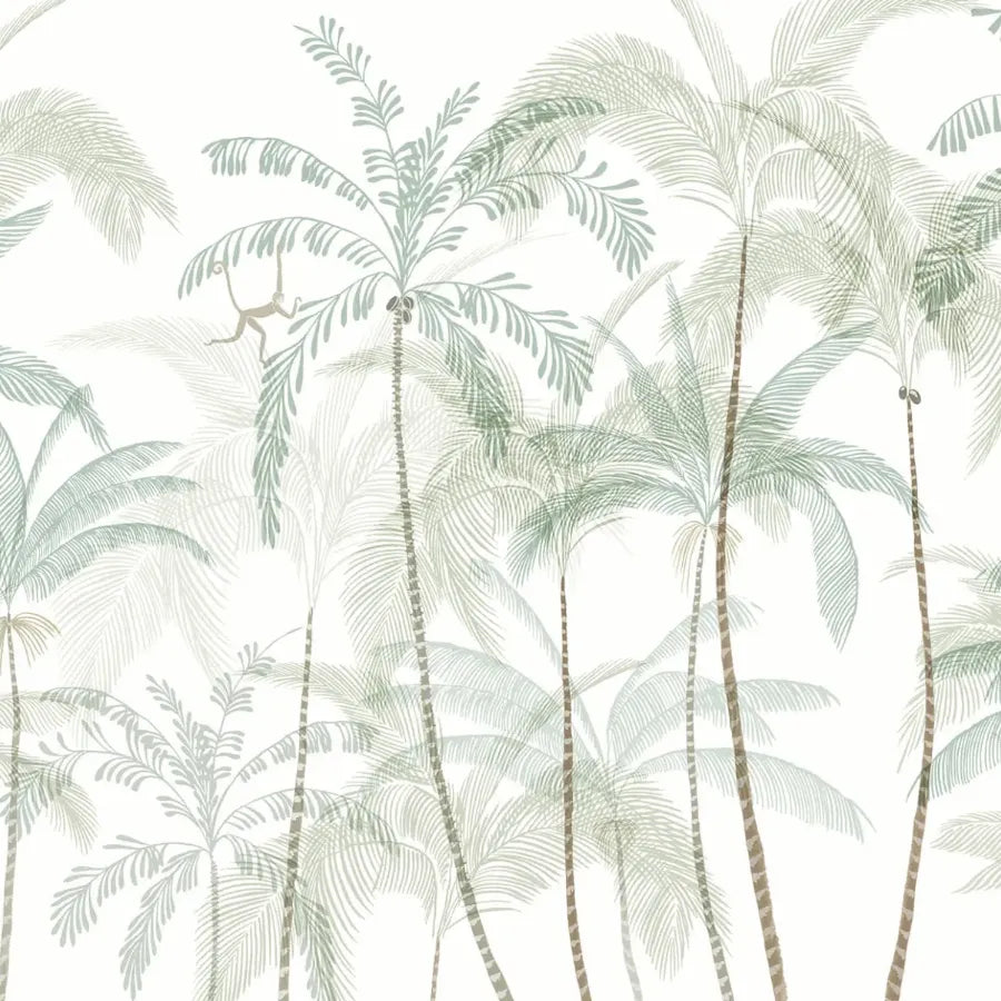 Sandberg Wallpaper Item# S10552 pattern name & color Louie, Light Green from the collection Palm Garden. 