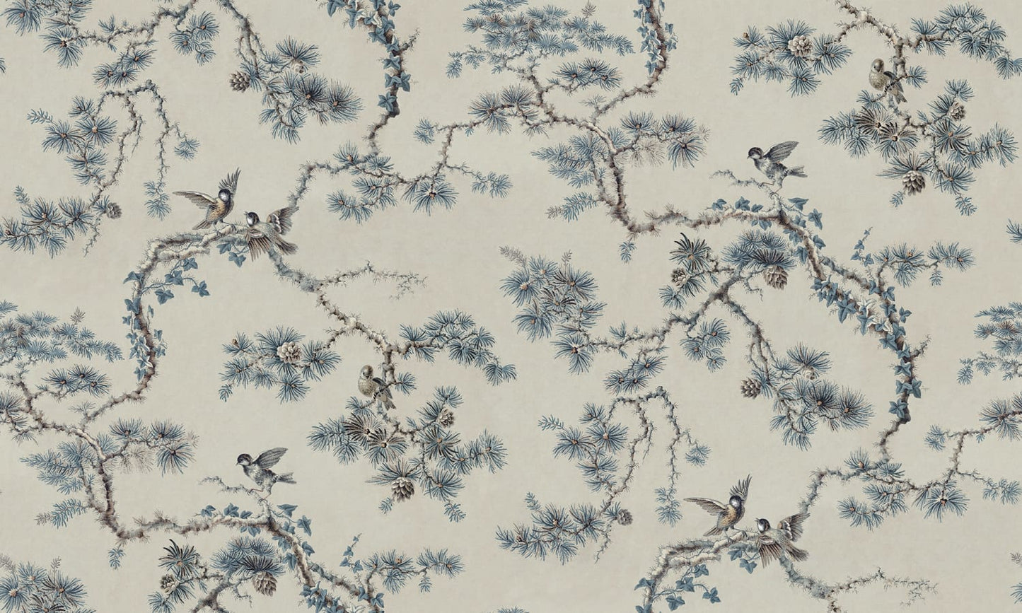 Sandberg Wallpaper pattern name & color Noah Mural, Blue from the collection Ett Hem, Oland. 