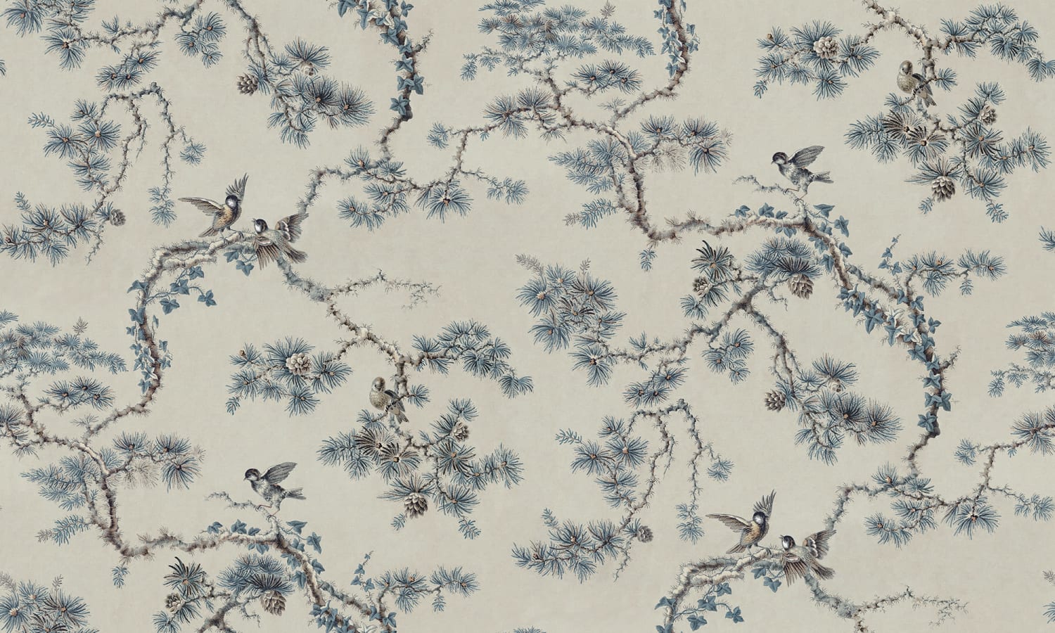 Sandberg Wallpaper pattern name & color Noah Mural, Blue from the collection Ett Hem, Oland. 