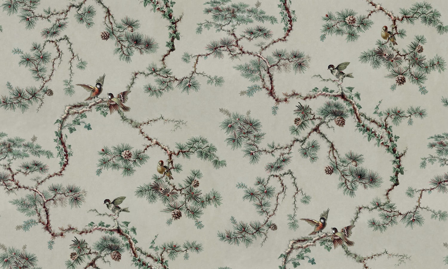 Sandberg Wallpaper pattern name & color Noah Mural, Green from the collection Ett Hem, Oland. 