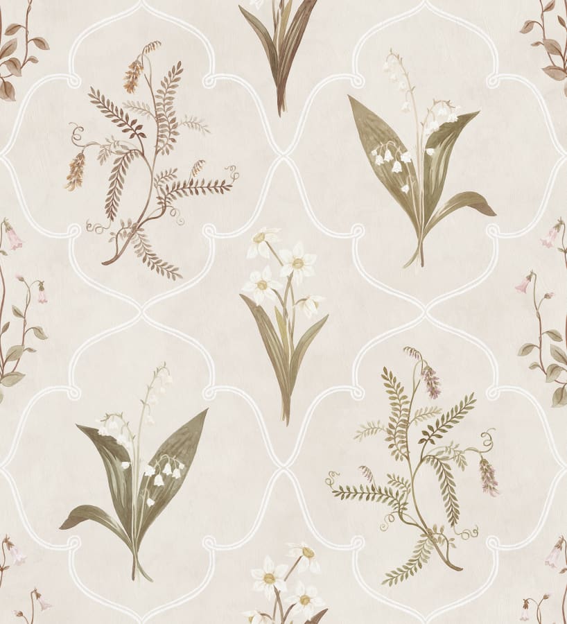 Sandberg Wallpaper pattern name & color Louise, Pastel from the collection Herbarium. 
