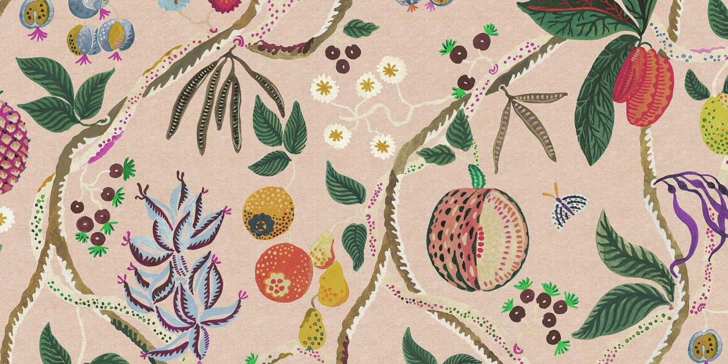 Sandberg Wallpaper pattern name & color Tree Of Life Mural, Pink from the collection Herbarium. 