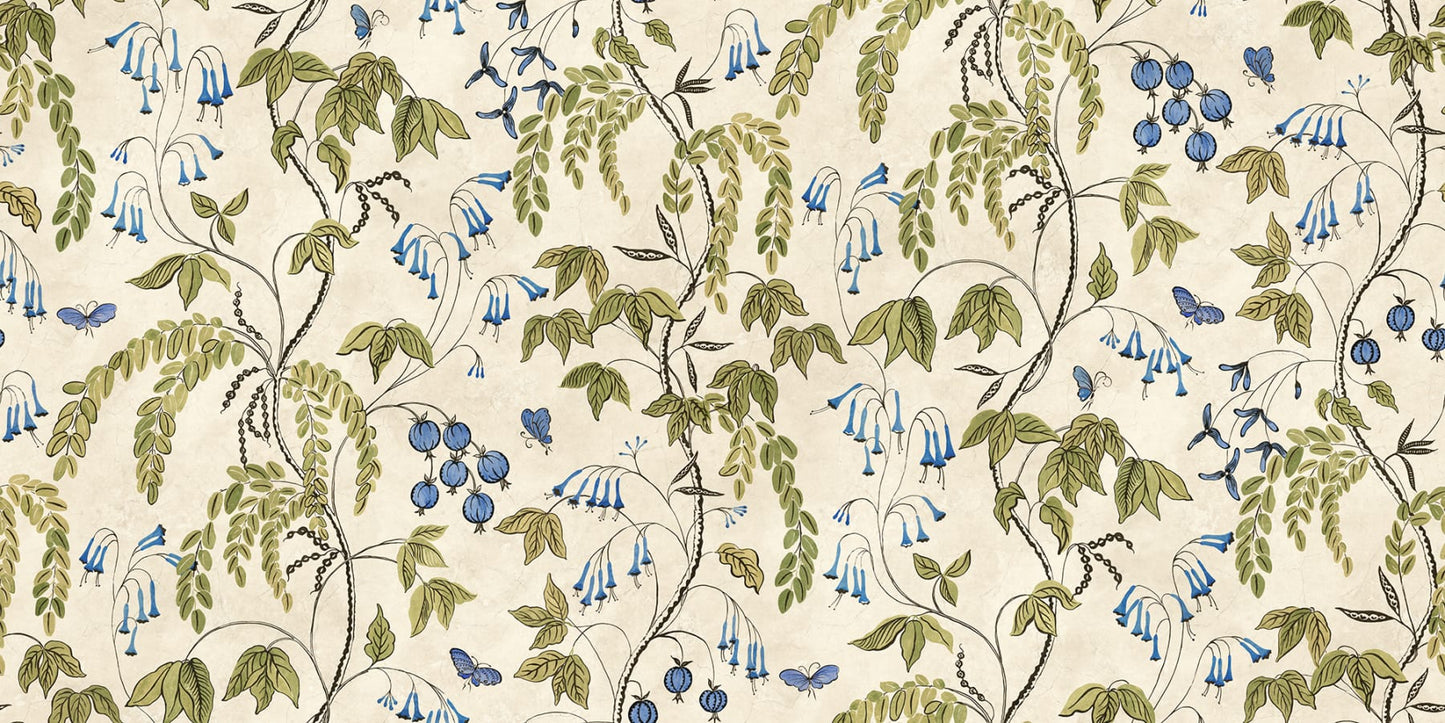 Sandberg Wallpaper pattern name & color Ottilia, Olive Green from the collection Herbarium. 