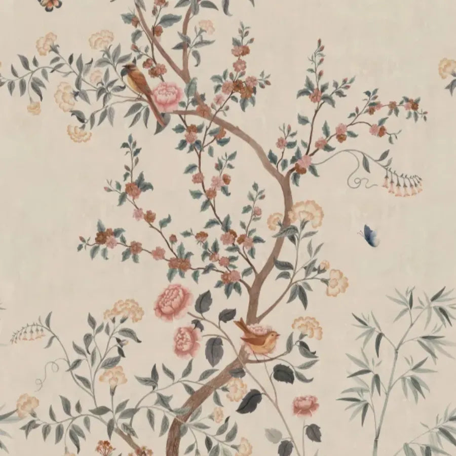 Sandberg Wallpaper SKU# S10588 pattern name & color Eleonora, Misty Blue from the collection Herbarium. 