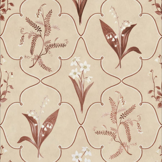 View Sandberg Mural Product# S10591 pattern name & color Louise, Burgundy