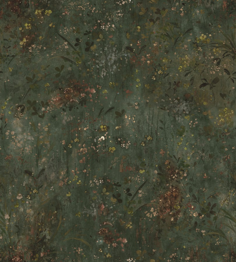 Sandberg Wallpaper pattern name & color Juni, Forest Green from the collection Herbarium. 