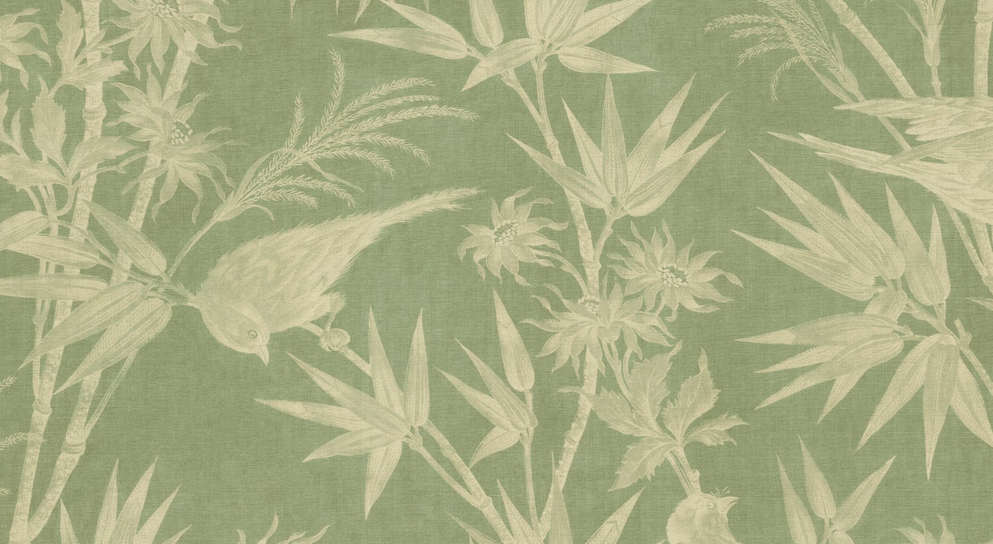Sandberg Wallpaper pattern name & color Celeste Mural, Green from the collection Herbarium. 