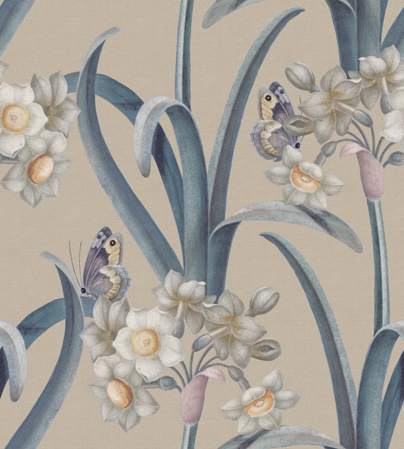 Sandberg Wallpaper pattern name & color Lilian, Blue from the collection Herbarium. 