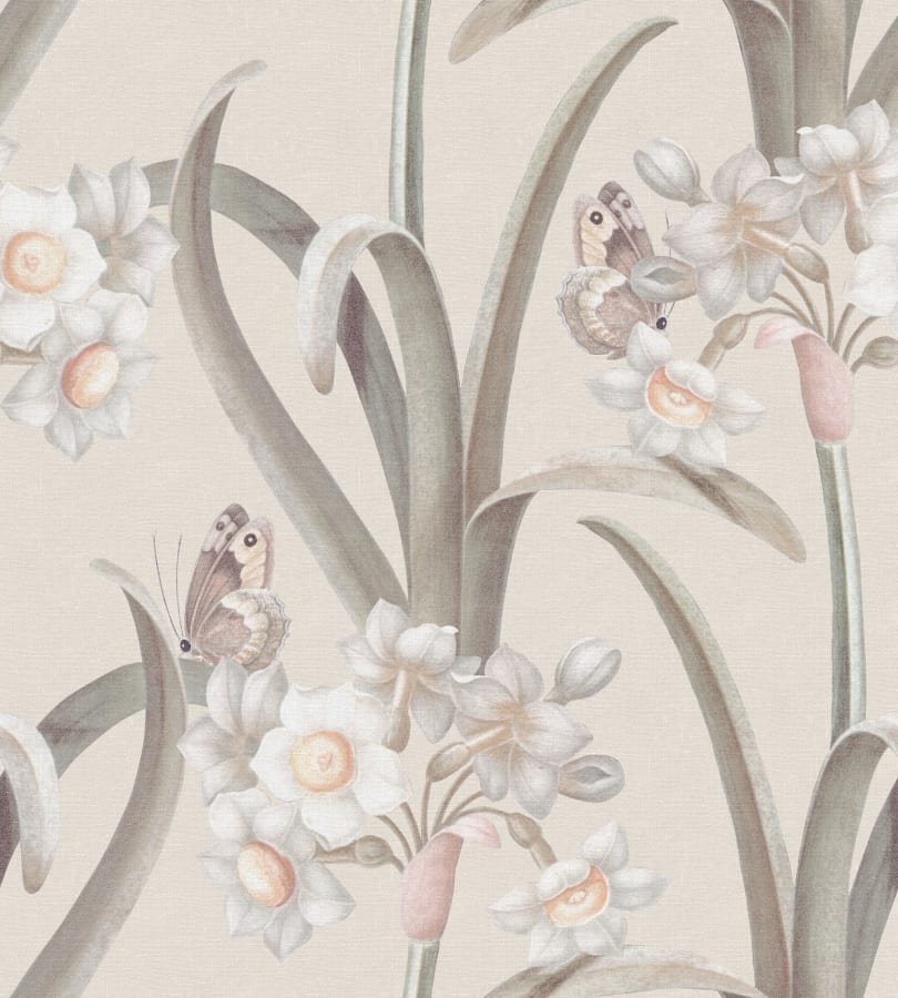 Sandberg Wallpaper pattern name & color Lilian, Pastel from the collection Herbarium. 