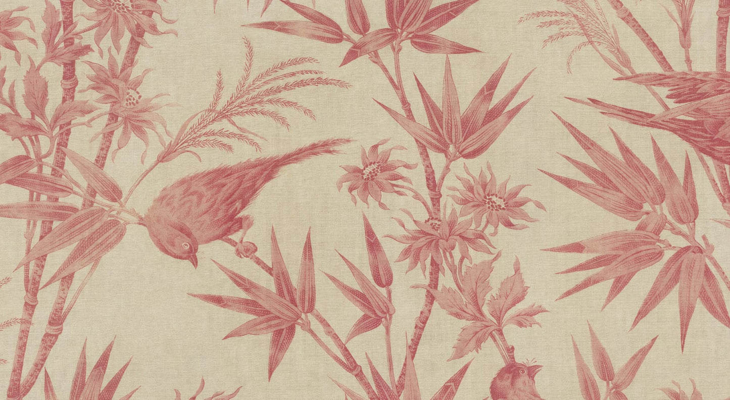 Sandberg Wallpaper pattern name & color Celeste Mural, Red from the collection Herbarium. 