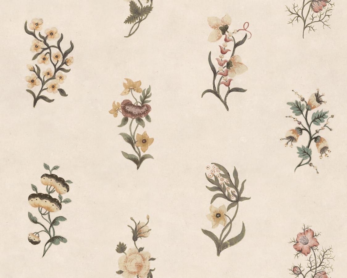 Sandberg Wallpaper pattern name & color Victoria, Honey from the collection Herbarium. 