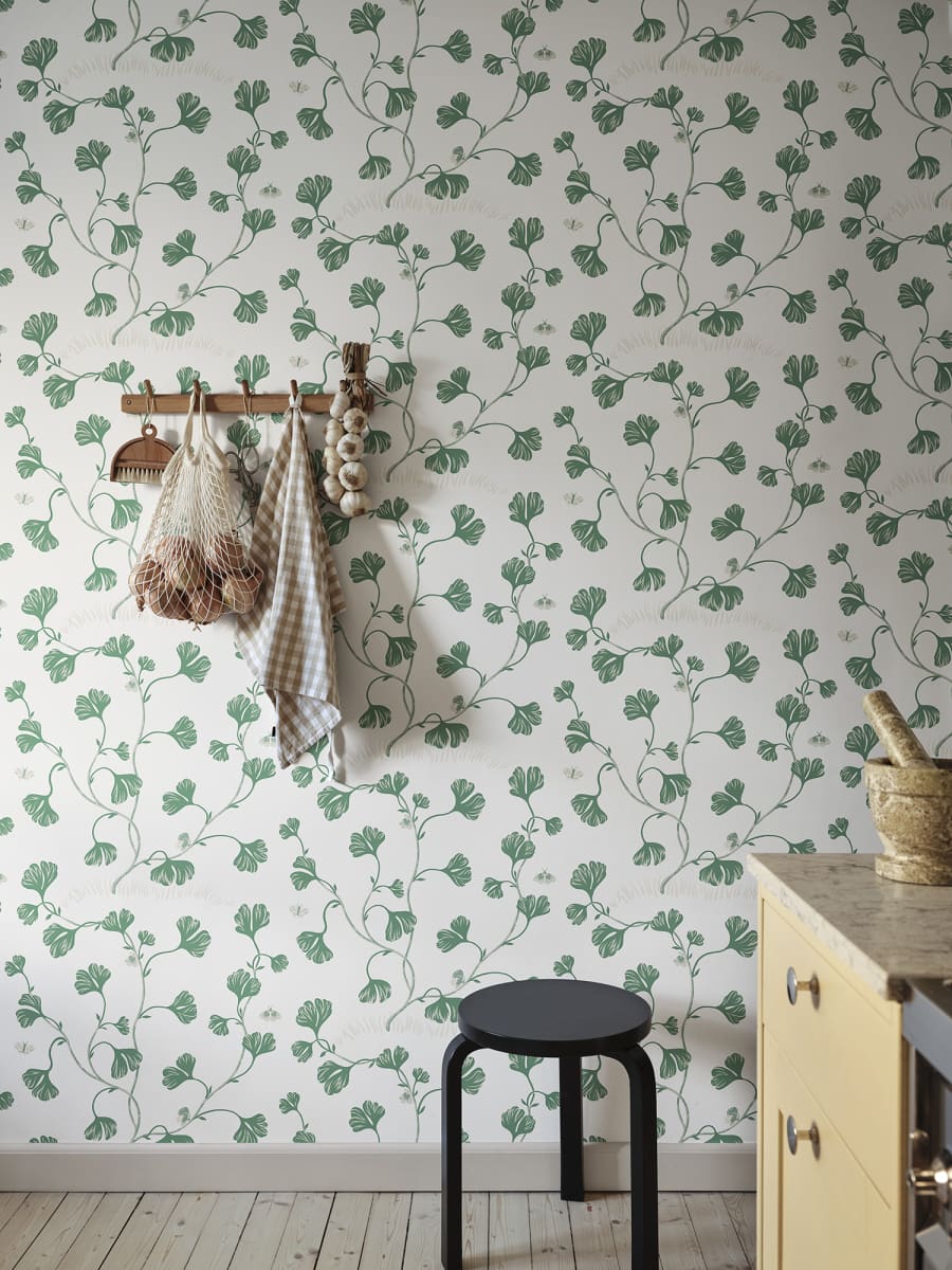 Sandberg Wallpaper SKU S10617 pattern name & color Ebba, Green from the collection Familjen. 