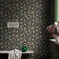Sandberg Wallpaper pattern name & color Ebba, Charcoal from the collection Familjen. 