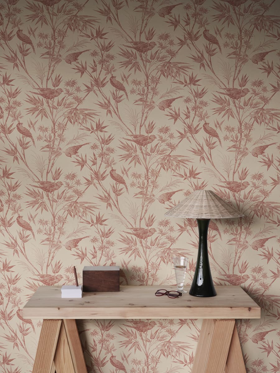 Sandberg Wallpaper pattern name & color Celeste, Red from the collection Familjen. 