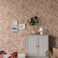 Sandberg Wallpaper Pattern number S10620 pattern name & color Celeste, Red from the collection Familjen. 