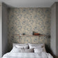 Sandberg Wallpaper pattern name & color Celeste, Indigo Blue from the collection Familjen. 