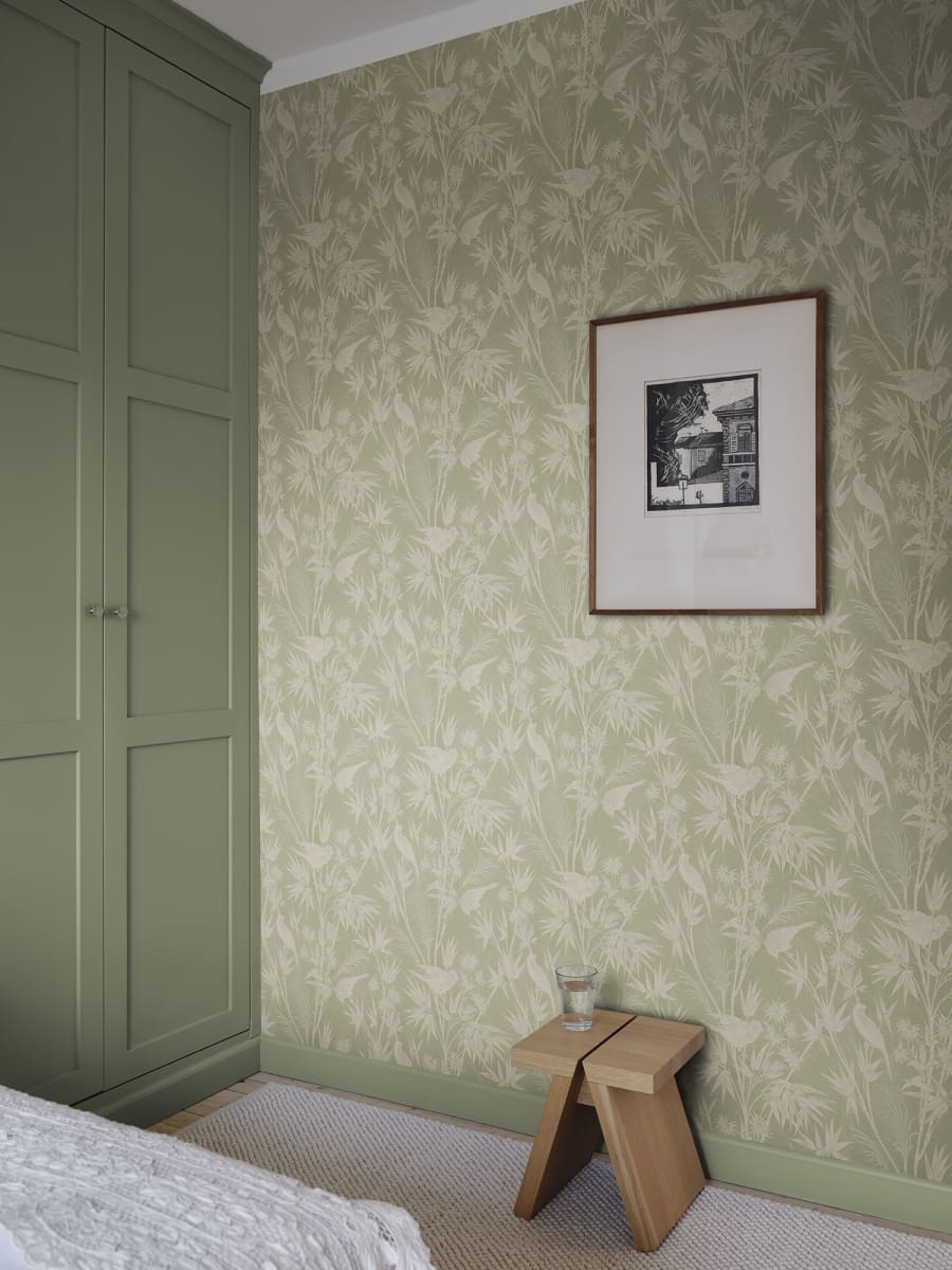 Sandberg Wallpaper pattern name & color Celeste, Green from the collection Familjen. 