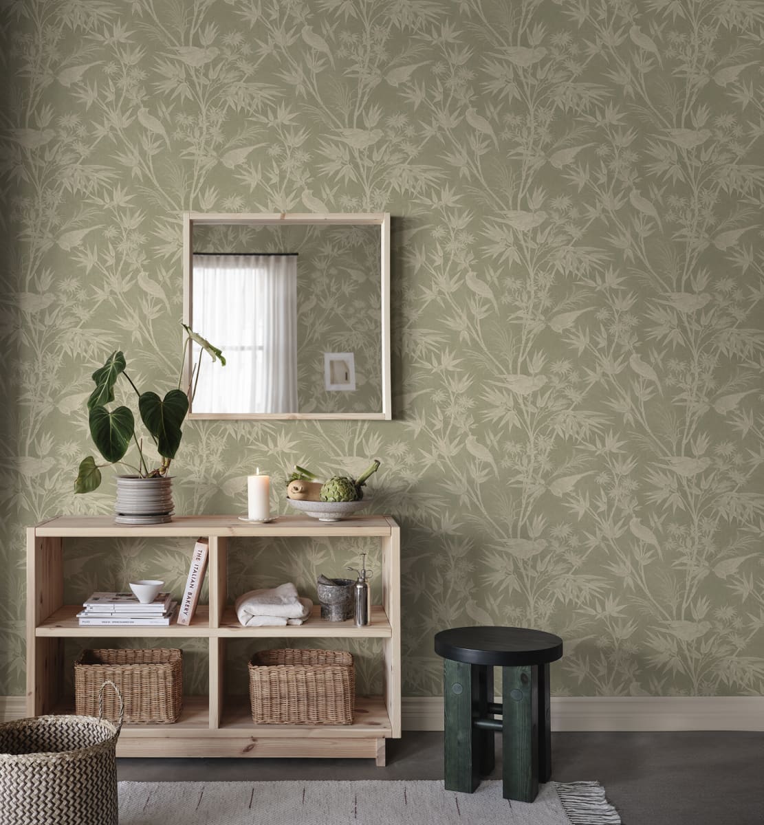 Sandberg Wallpaper Pattern S10622 pattern name & color Celeste, Green from the collection Familjen. 