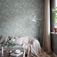 Sandberg Wallpaper SKU# S10623 pattern name & color Celeste, Misty Blue from the collection Familjen. 