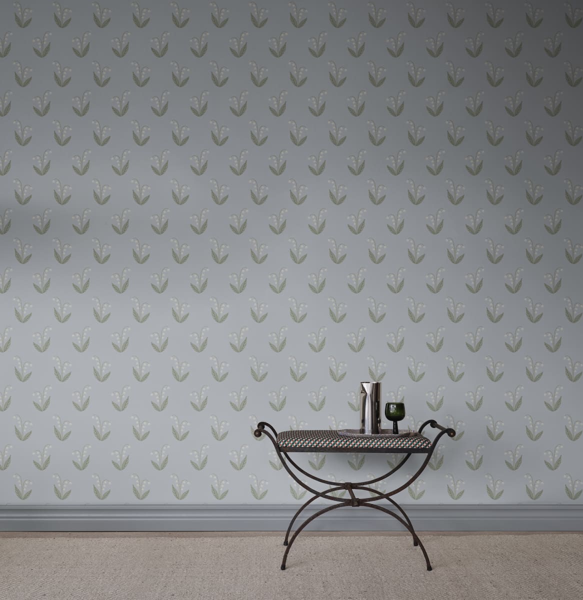 Sandberg Wallpaper Product S10634 pattern name & color Lilly, Light Blue from the collection Familjen. 