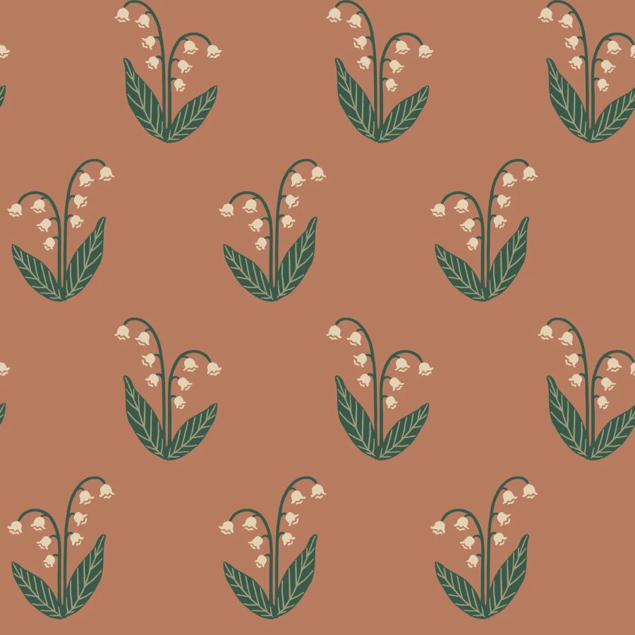 View Sandberg Wallpaper Item# S10636 pattern name & color Lilly, Terracotta