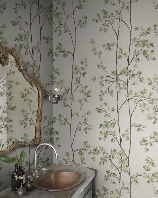 Buy Sandberg Mural Pattern S10658 pattern name & color Laura, Green. 