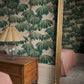 Sandberg Wallpaper pattern name & color Alba, Emerald from the collection Villa Como. 