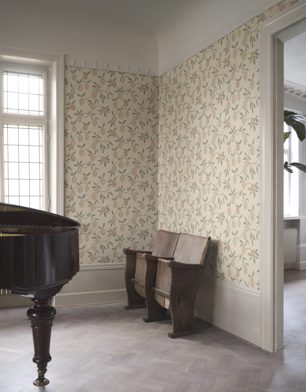 Sandberg Wallpaper SKU# S10667 pattern name & color Limone, Blush from the collection Villa Como. 