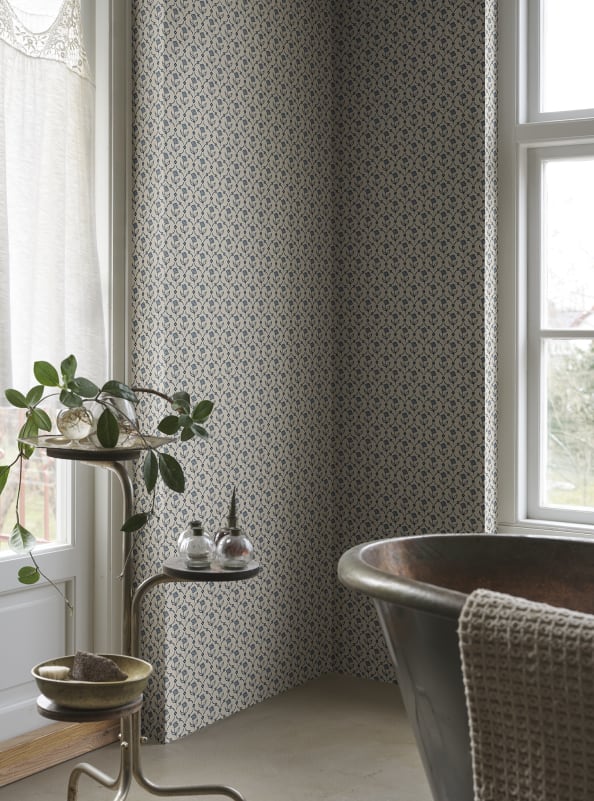 Sandberg Wallpaper Item# S10669 pattern name & color Elena, Blue from the collection Villa Como. 