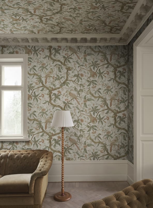 Sandberg Mural Pattern S10686 pattern name & color Alexa, Garden Green from the collection Villa Como. 