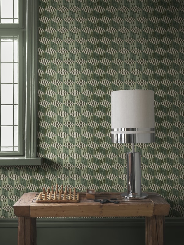 Sandberg Mural Product# S10692 pattern name & color Chiara, Green from the collection Villa Como. 