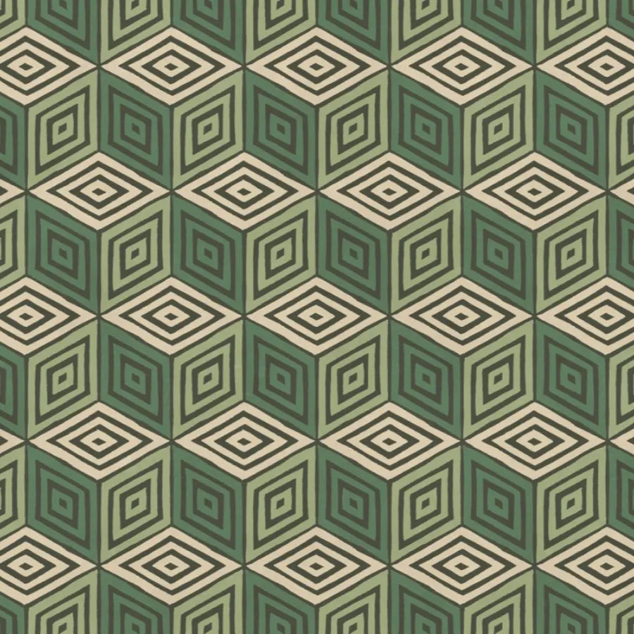 Sandberg Mural pattern name & color Chiara, Green from the collection Villa Como. 