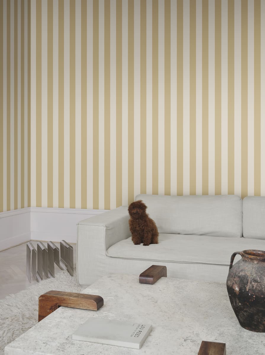 Sandberg Wallpaper pattern name & color Sam, Honey from the collection Villa Como. 
