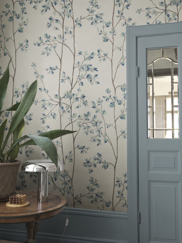 Sandberg Mural SKU S10701 pattern name & color Laura, Blue from the collection Villa Como. 