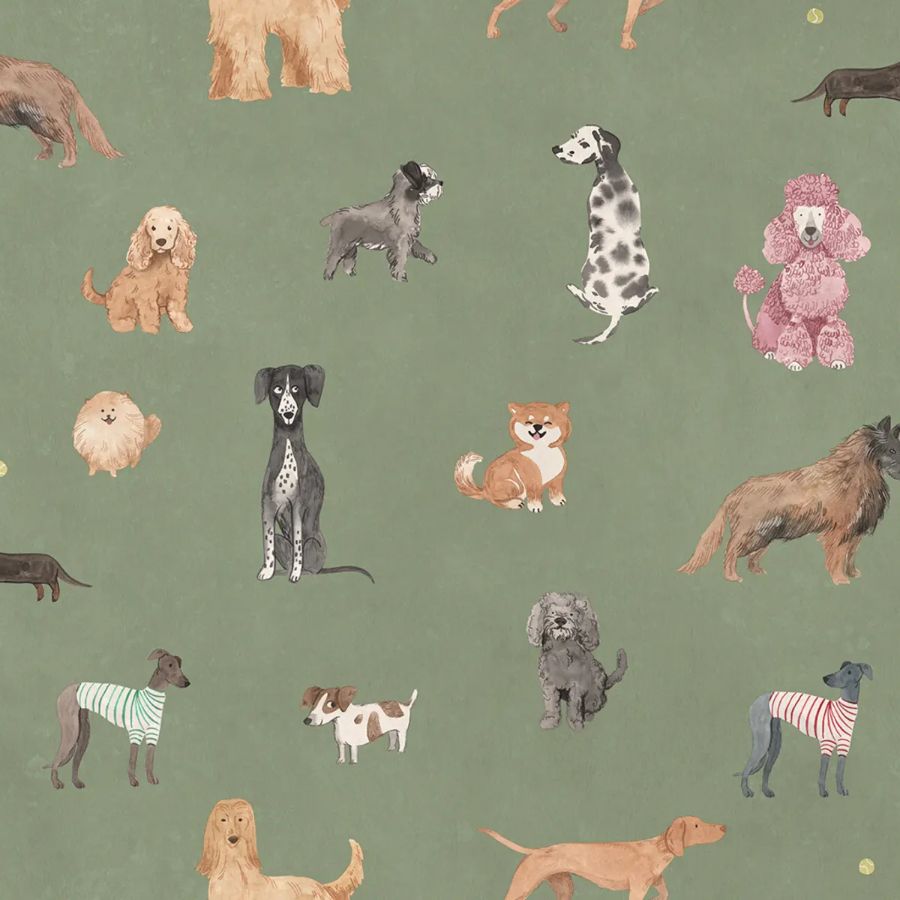 View Sandberg Mural Item# S10705 pattern name & color Taiga And Friends, Green