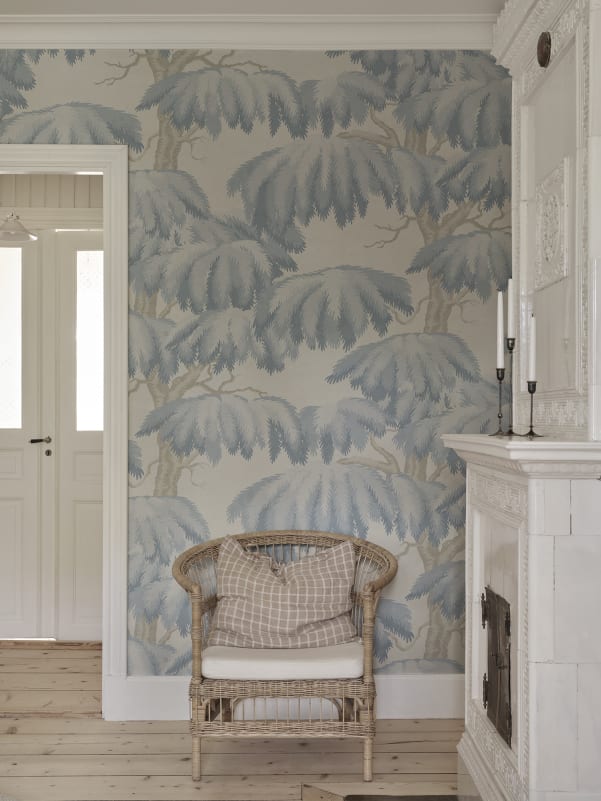 Sandberg Mural Pattern number S10722 pattern name & color Alba Mural, Light Blue from the collection Sandberg Heritage. 