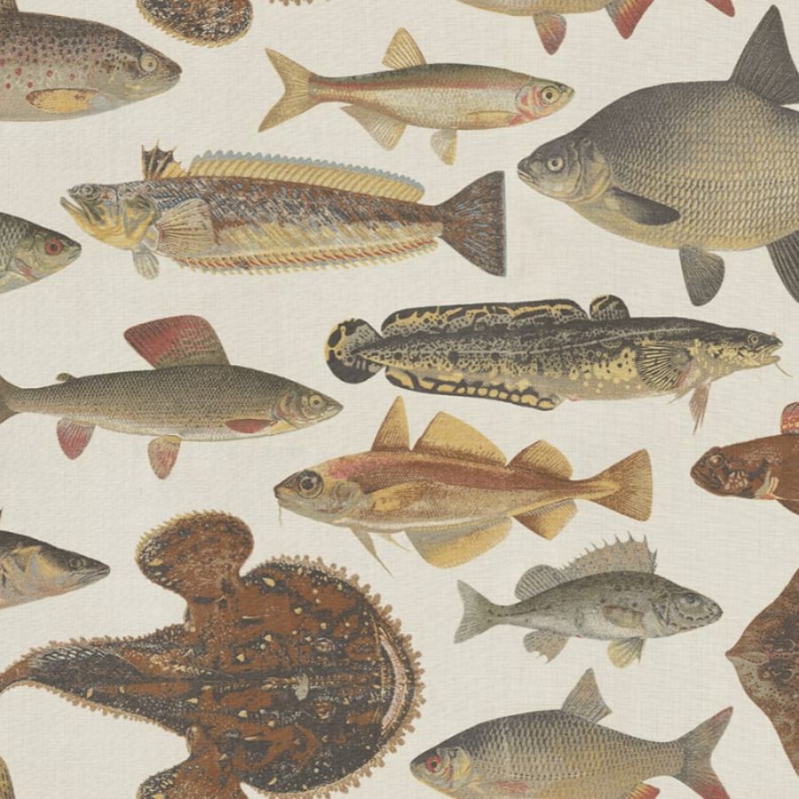Select Sandberg Mural Pattern# S10728 pattern name & color Scandinavian Fish, Beige