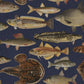 Select Sandberg Mural SKU S10729 pattern name & color Scandinavian Fish, Dark Blue