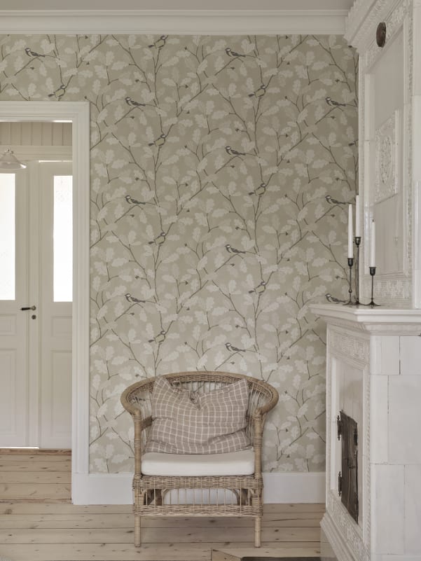 Sandberg Mural SKU S10730 pattern name & color Waldemar, Beige from the collection Sandberg Heritage. 