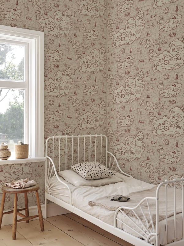 Sandberg Mural Product S10735 pattern name & color Ferdinand, Burgundy from the collection Sandberg Heritage. 