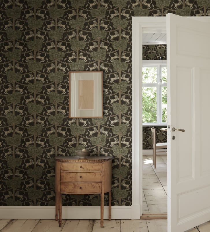 Sandberg Mural SKU S10737 pattern name & color Leopold, Graphite from the collection Sandberg Heritage. 