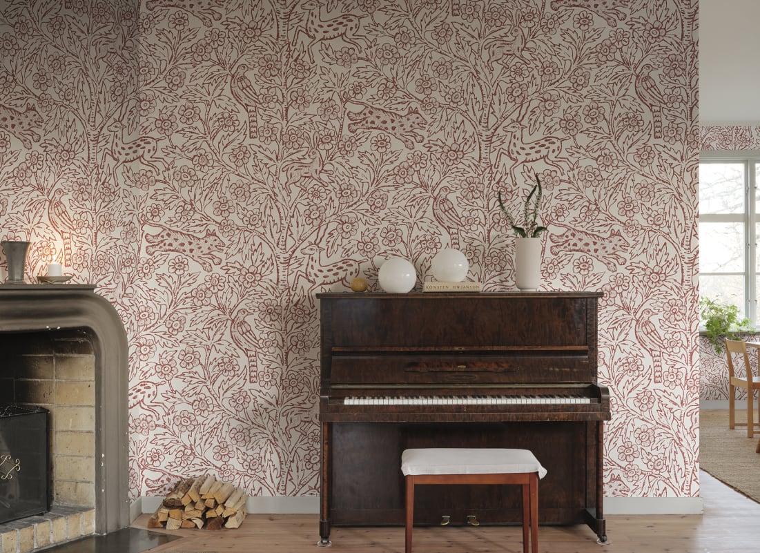 Purchase Sandberg Mural Item S10743 pattern name & color Eden Mural, Red. 