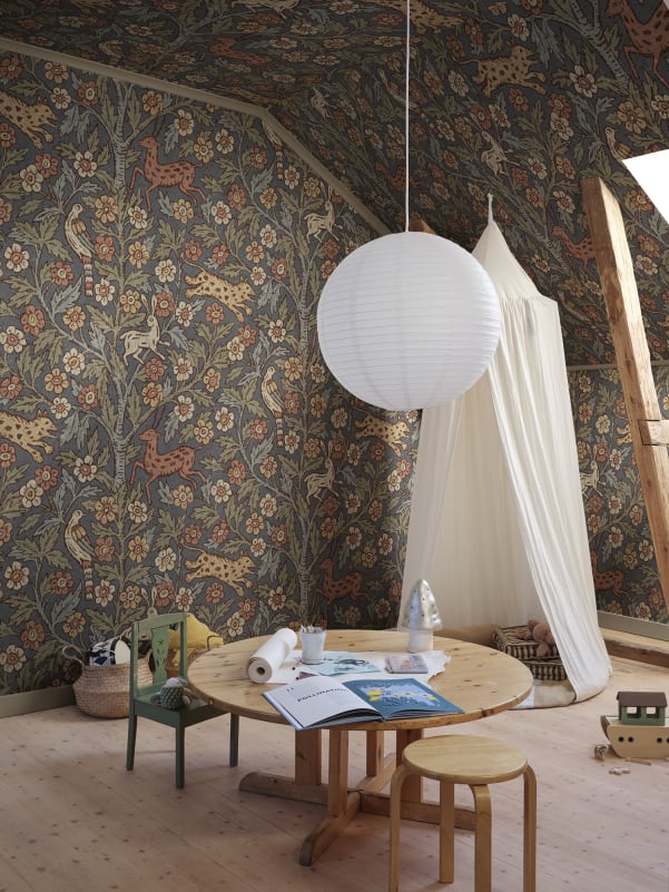 Sandberg Mural pattern name & color Eden Mural, Classic Blue from the collection Sandberg Heritage. 