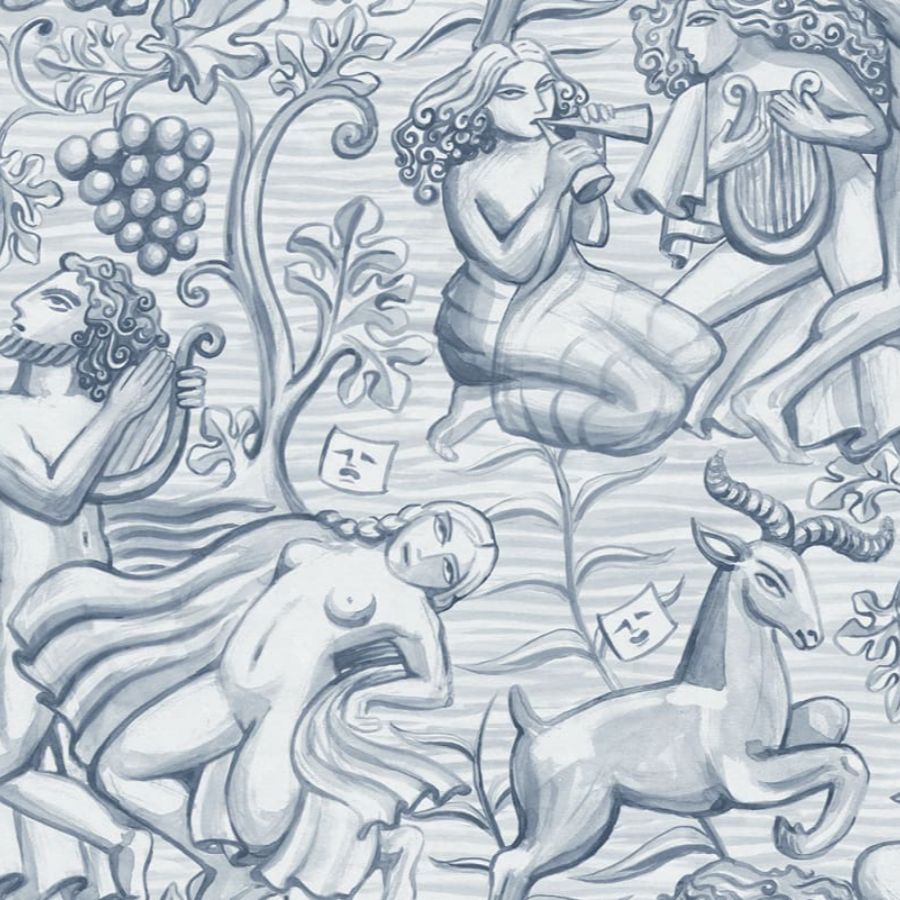 Search Sandberg Mural Item# S10755 pattern name & color Baccus, Light Blue