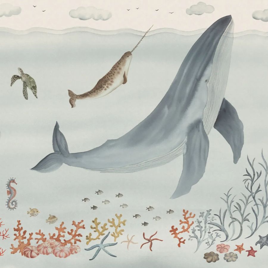 Acquire Sandberg Mural Pattern S10759 pattern name & color Sally, Blue