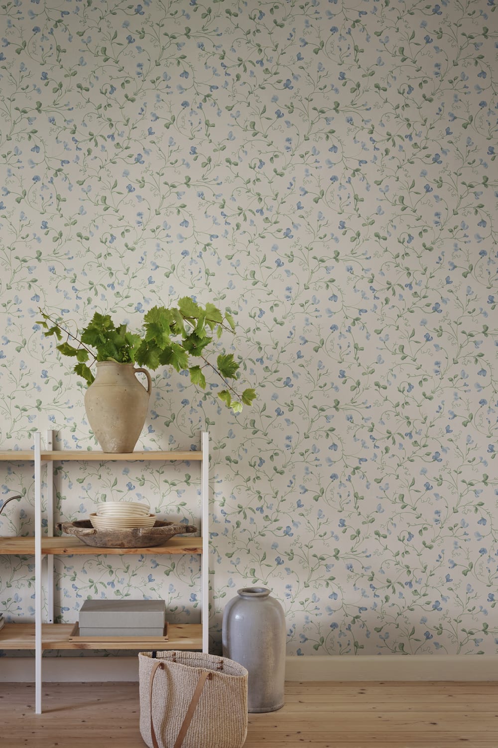 Sandberg Wallpaper SKU# S10776 pattern name & color Lucy, Sky Blue from the collection Kolonin II. 