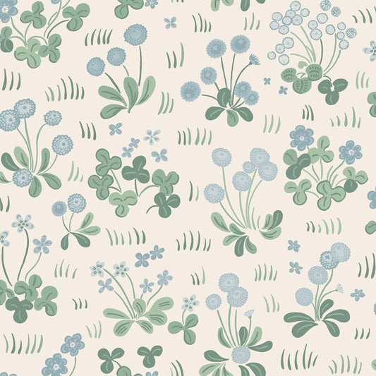 Find Sandberg Wallpaper Item S10786 pattern name & color Bellis, Misty Blue