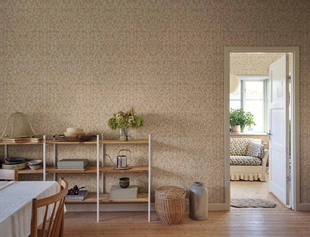 Sandberg Wallpaper pattern name & color Edda, Beige from the collection Kolonin II. 