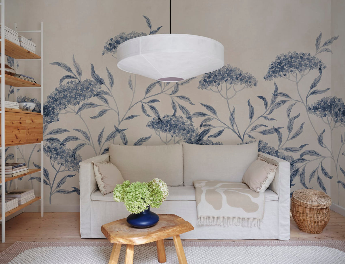 Sandberg Mural pattern name & color Emmalisa, Blue from the collection Kolonin II. 