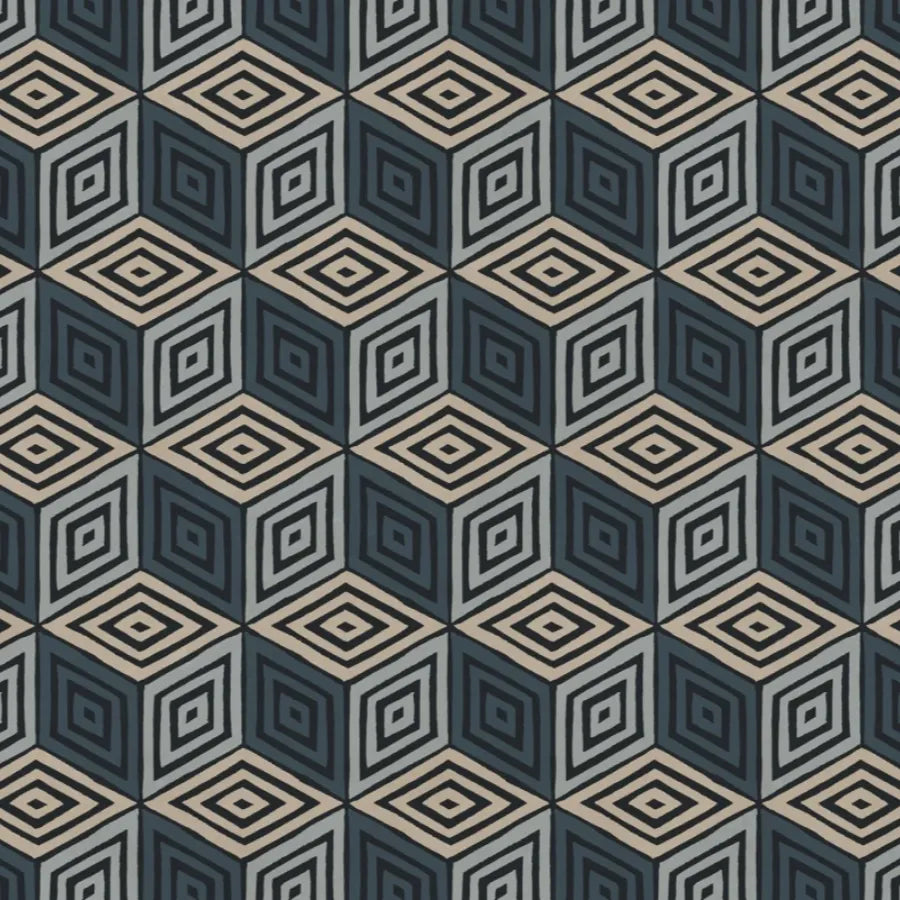 Sandberg Mural pattern name & color Chiara, Dark Blue from the collection Villa Como. 